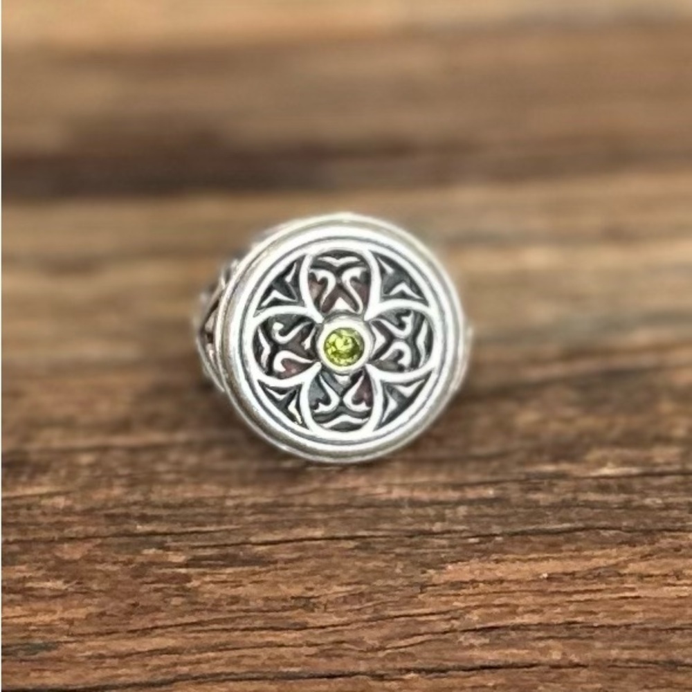 Brighton 💚 Retired Sterling Silver Peridot Gothica Daisy Ring - 7.5